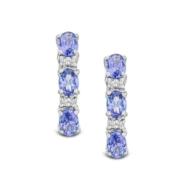 Tanzanite 1.02CT And Diamond 925 Sterling Silver Earrings - Image 1