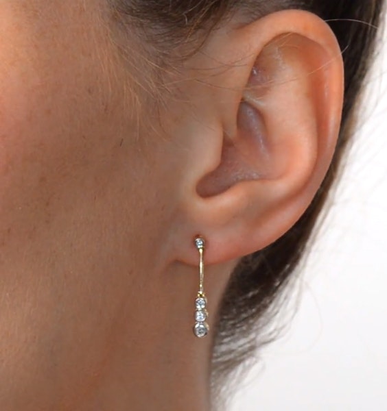 Trilogy Drop Earrings 0.12ct Lab Diamonds 18K Gold Vermeil - Image 2