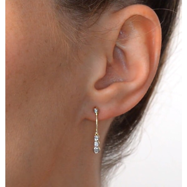 Small Drop Earrings 0.12ct Diamond 9K Yellow Gold - Image 4
