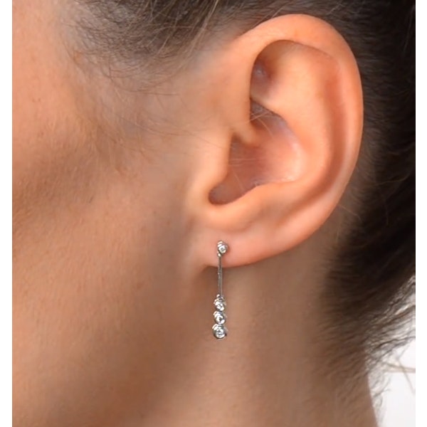 Small Drop Earrings 0.12ct Diamond 9K White Gold - Image 4