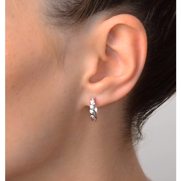 Hoop Earrings 0.07ct Diamond 9K White Gold - Image 4