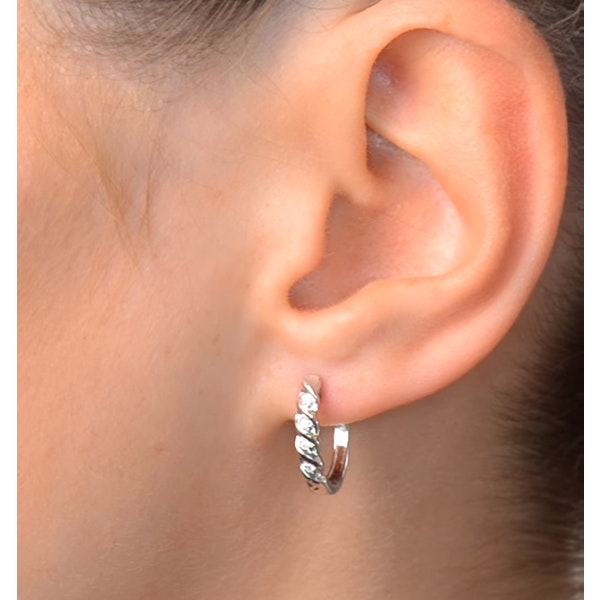 Hoop Earrings 0.07ct Diamond 9K White Gold - Image 2