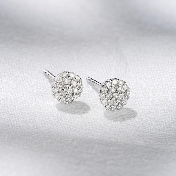 Cluster Earrings 0.25ct Diamond 9K White Gold - Image 5