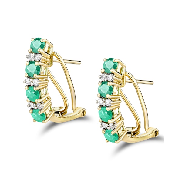 Emerald 1.10CT And Diamond 9K Yellow Gold Earrings - Image 1