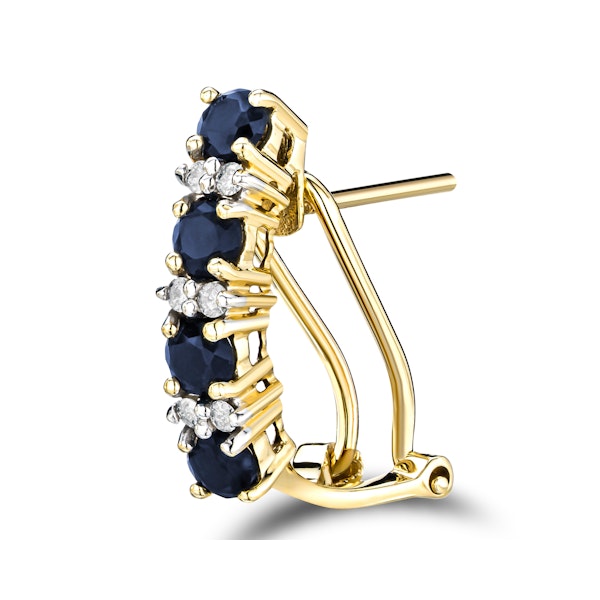 Sapphire 1.45CT And Diamond 9K Yellow Gold Earrings - Image 4
