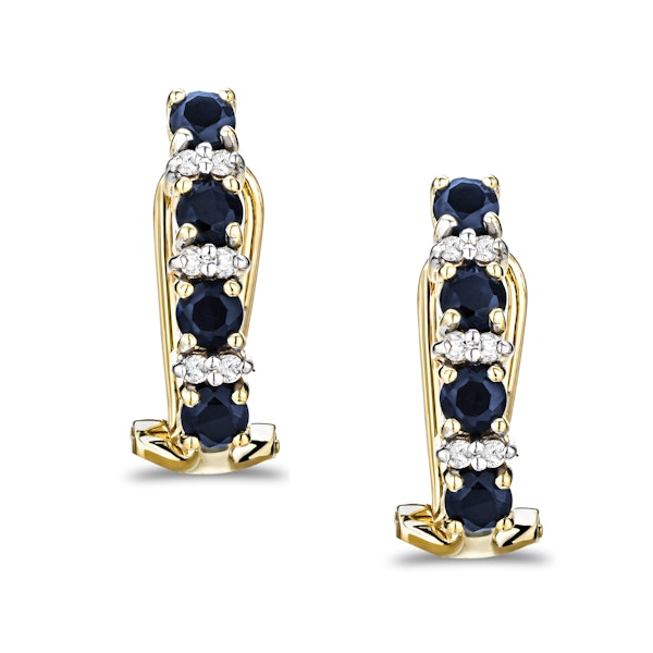 Sapphire 1.45CT And Diamond 9K Yellow Gold Earrings - Image 3
