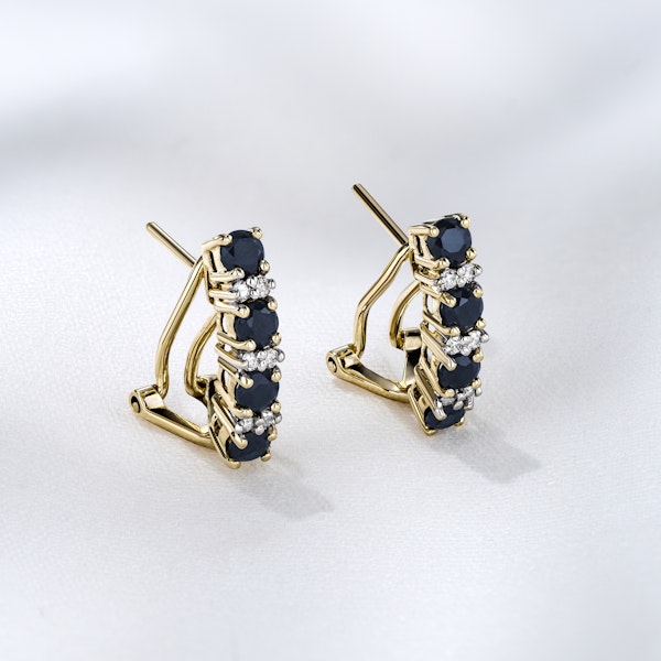 Sapphire 1.45CT And Diamond 9K Yellow Gold Earrings - Image 6