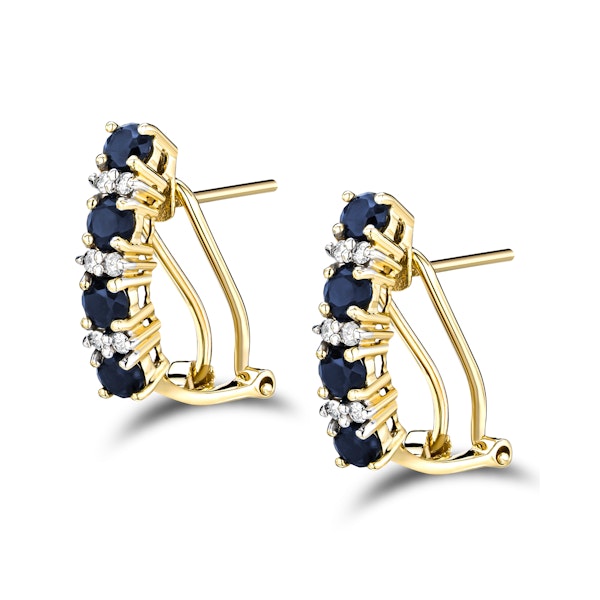Sapphire 1.45CT And Diamond 9K Yellow Gold Earrings - Image 1