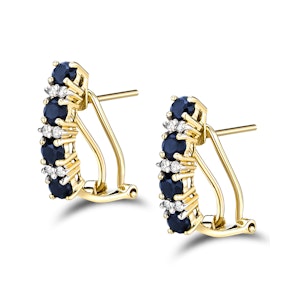Sapphire 1.45CT And Diamond 9K Yellow Gold Earrings