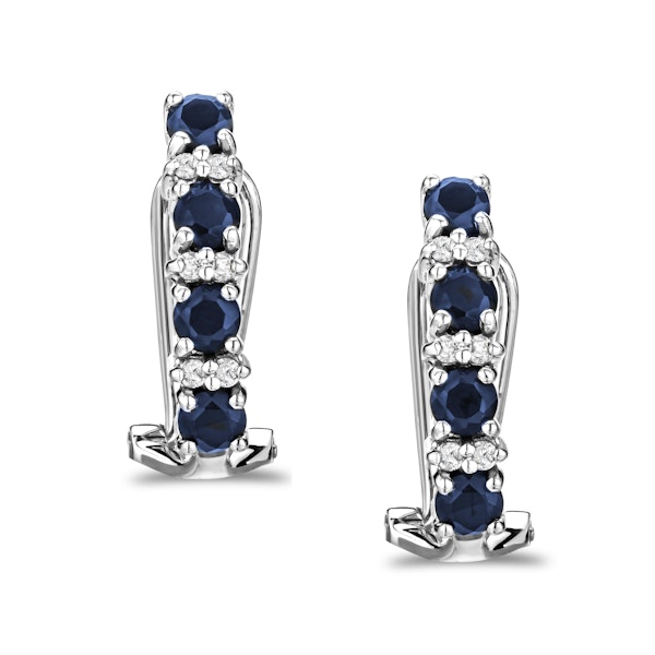 Sapphire 1.45CT And Diamond 9K White Gold Earrings - Image 3