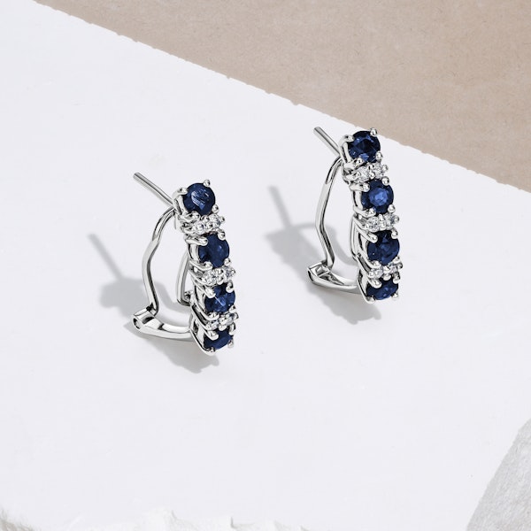 Sapphire 1.45CT And Diamond 9K White Gold Earrings - Image 5