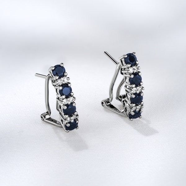 Sapphire 1.45CT And Diamond 9K White Gold Earrings - Image 6