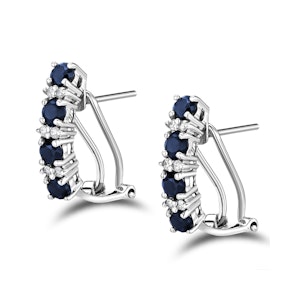 Sapphire 1.45CT And Diamond 9K White Gold Earrings