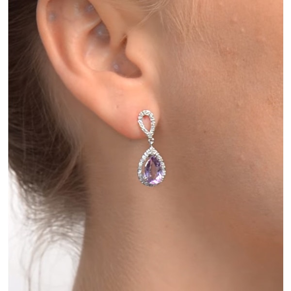 Amethyst 2.47CT And Diamond 9K White Gold Earrings - Image 4