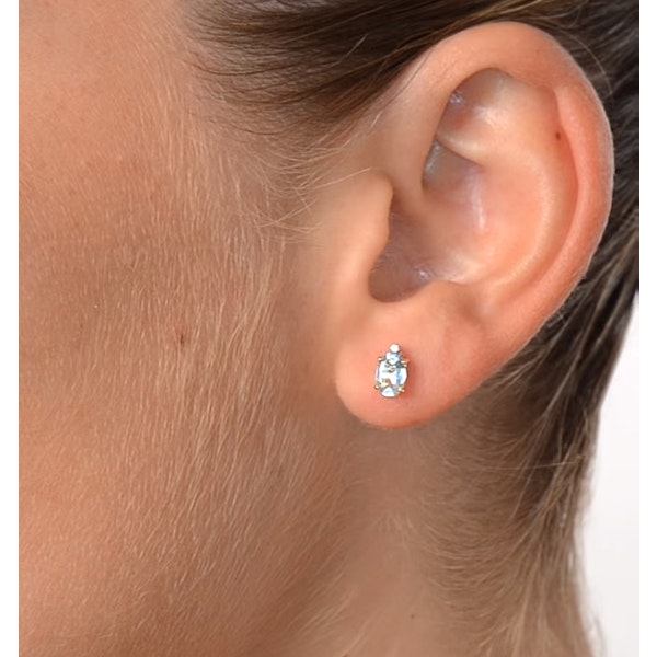 Aquamarine 0.80CT And Diamond 9K Yellow Gold Earrings - Image 4