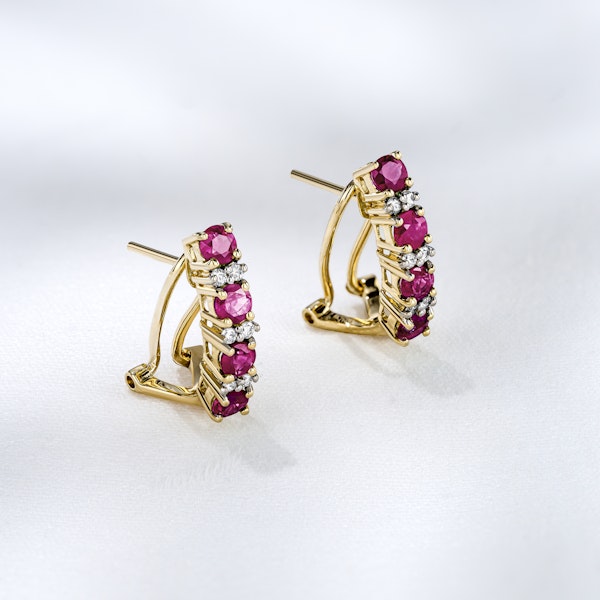 Pink Sapphire 1.15CT And Diamond 9K Yellow Gold Earrings - Image 5