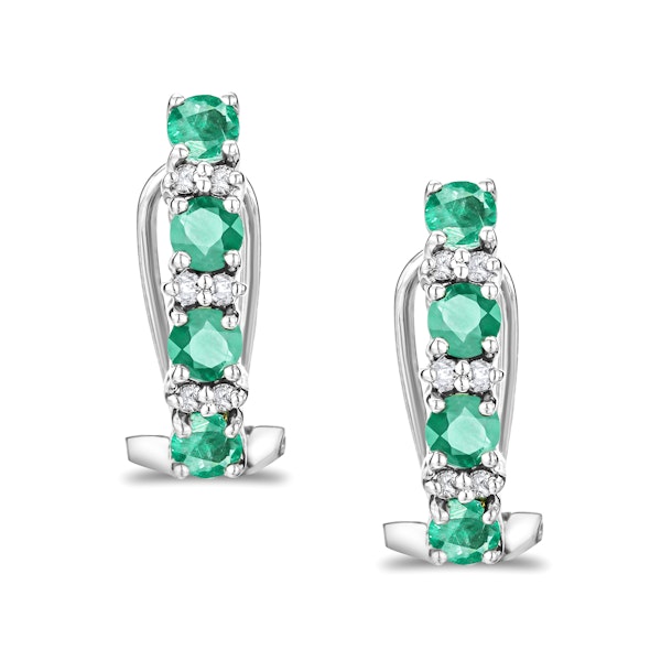 Emerald 1.10CT And Diamond 9K White Gold Earrings - Image 4