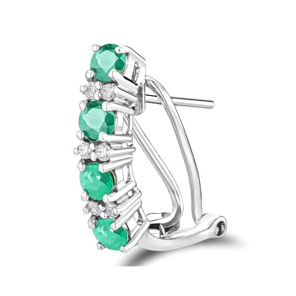 Emerald 1.10CT And Diamond 9K White Gold Earrings - Image 3
