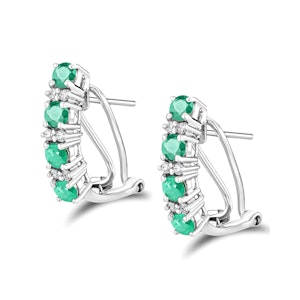 Emerald 1.10CT And Diamond 9K White Gold Earrings