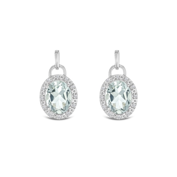Aquamarine 3.69CT And Diamond 925 Sterling Silver Earrings - Image 1