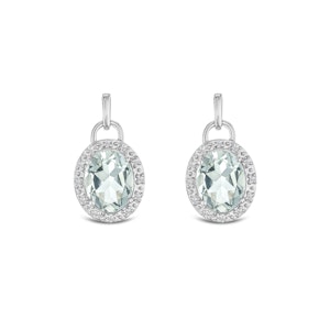 Aquamarine 3.69CT And Diamond 925 Sterling Silver Earrings