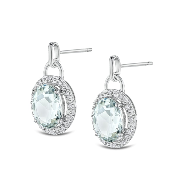 Aquamarine 3.69CT And Diamond 925 Sterling Silver Earrings - Image 2