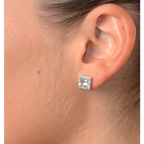 Aquamarine 1.90CT And Diamond 9K White Gold Earrings - Image 4