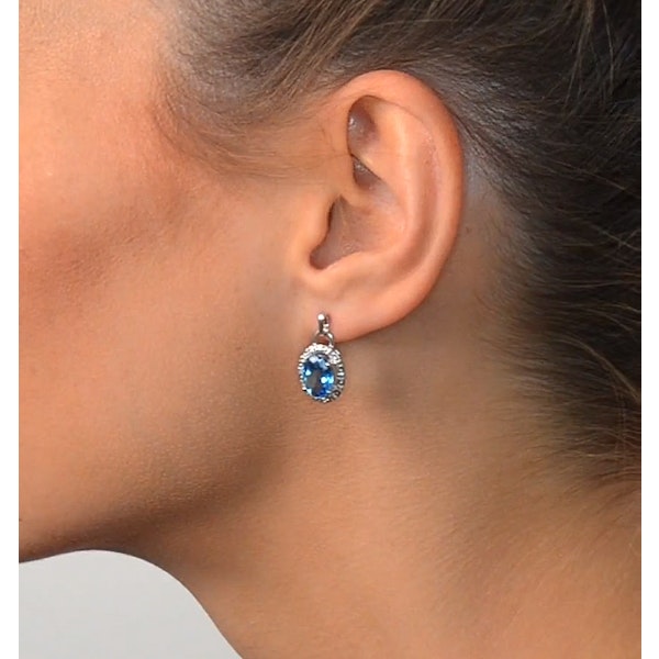 Blue Topaz 4.58CT And Diamond 9K White Gold Earrings - Image 2