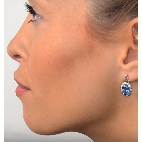 Blue Topaz 4.58CT And Diamond 9K White Gold Earrings - Image 4