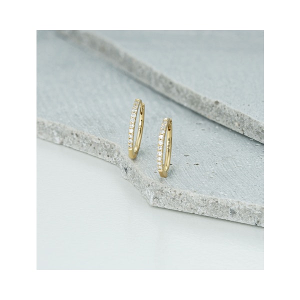 Stellato Diamond Encrusted Huggie Earrings 0.09ct in 9K Gold - Image 2