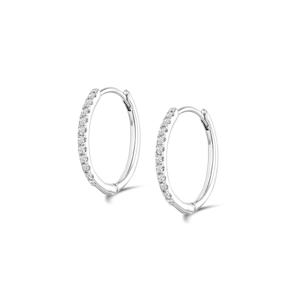Stellato Diamond Encrusted Huggie Earrings 0.09ct in 9K White Gold - Image 2