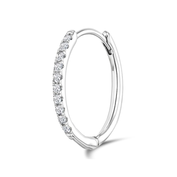 Stellato Diamond Encrusted Huggie Earrings 0.09ct in 9K White Gold - Image 4