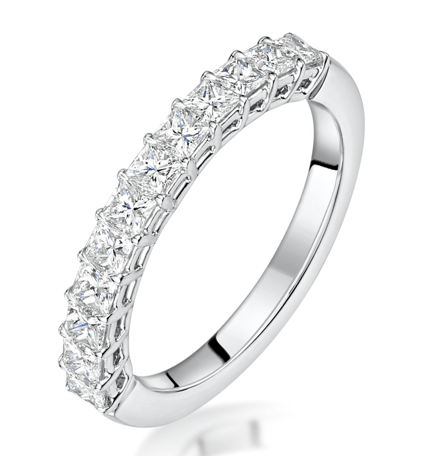 Clara Diamond Eternity Ring Princess Cut 1ct VVs Platinum Size J-N ...