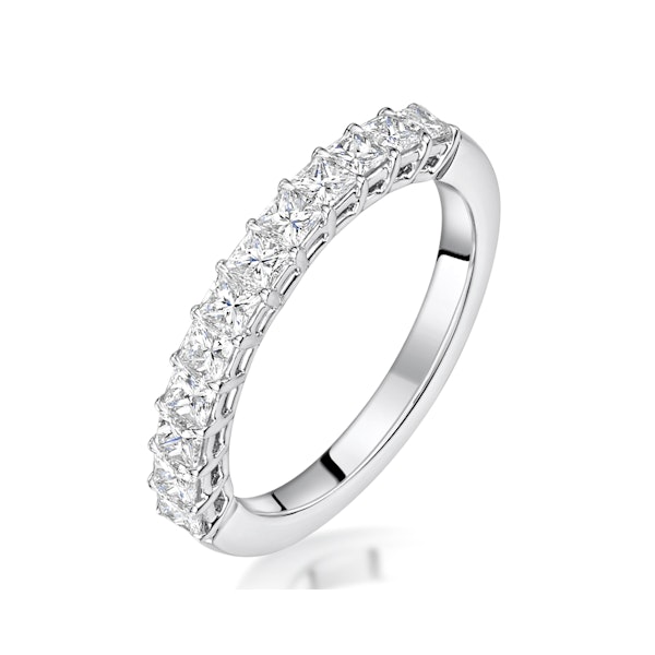 Clara Diamond Eternity Ring Princess Cut 1ct VVs Platinum Size J-N - Image 1