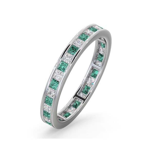 Eternity Ring Lauren Diamonds H/SI and Emerald 1.15CT - 18K White Gold - Image 1