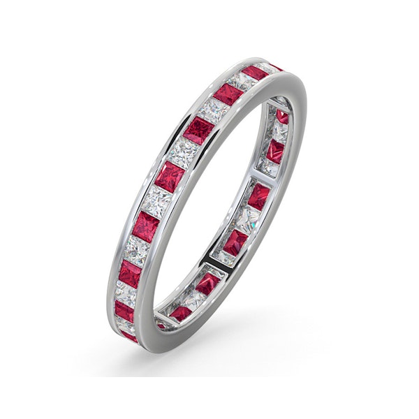 Eternity Ring Lauren Diamonds H/SI and Ruby 1.10CT - 18K White Gold - Image 1