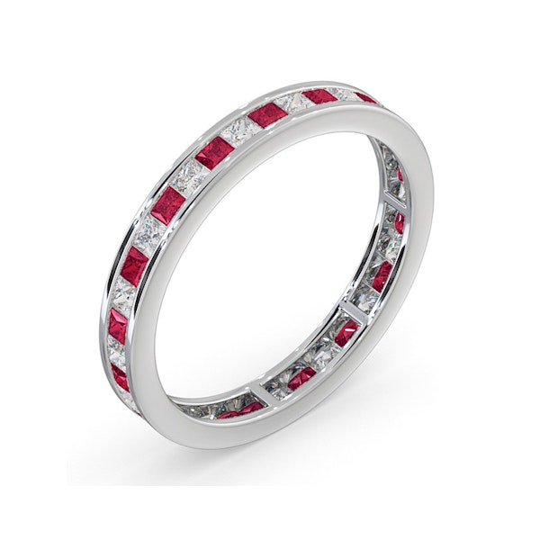 Eternity Ring Lauren Diamonds H/SI and Ruby 1.10CT - 18K White Gold - Image 2