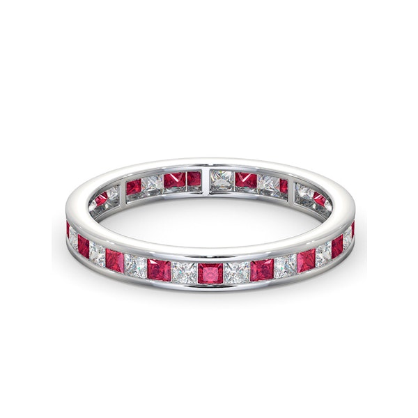 Eternity Ring Lauren Diamonds H/SI and Ruby 1.10CT - 18K White Gold - Image 3