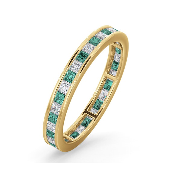Eternity Ring Lauren Diamonds G/VS and Emerald 1.15CT in 18K Gold - Size M - Image 1