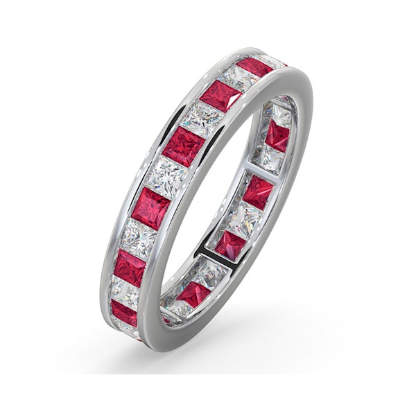 Eternity Ring Lauren Diamonds H/SI and Ruby 2.25CT - 18K White Gold - Image 1