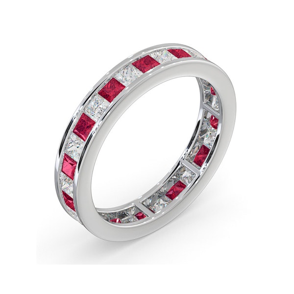 Eternity Ring Lauren Diamonds H/SI and Ruby 2.25CT - 18K White Gold - Image 2