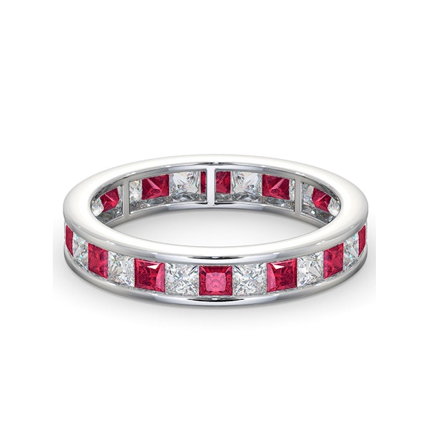 Eternity Ring Lauren Diamonds H/SI and Ruby 2.25CT - 18K White Gold - Image 3