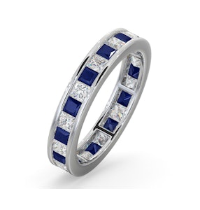 Eternity Ring Lauren Diamonds H/SI and Sapphire 2.30CT -18K White Gold