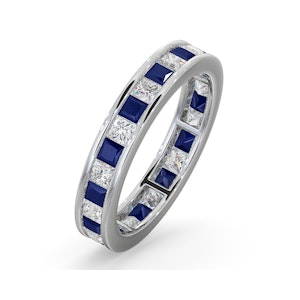 Eternity Ring Lauren Diamonds G/VS and Sapphire 2.30CT -Platinum