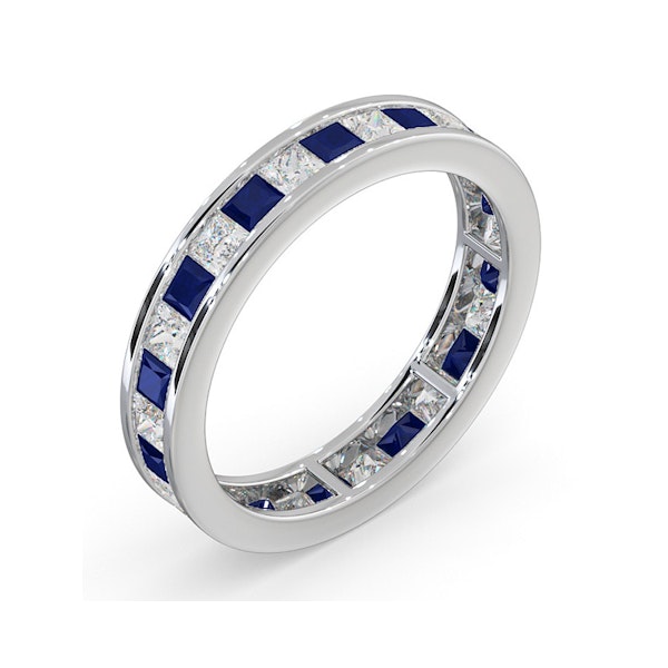 Eternity Ring Lauren Diamonds H/SI and Sapphire 2.30CT -18K White Gold - Image 2
