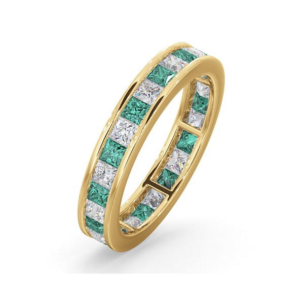 Eternity Ring Lauren 2.20CT Diamonds G/VS and Emerald in 18K Gold - Size R.5 - Image 1