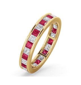 Eternity Ring Lauren Diamonds G/VS and Ruby 2.25CT in 18K Gold - Size M.5