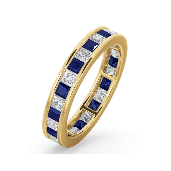 Eternity Ring Lauren Diamonds H/SI and Sapphire 2.30CT in 18K Gold - Image 1