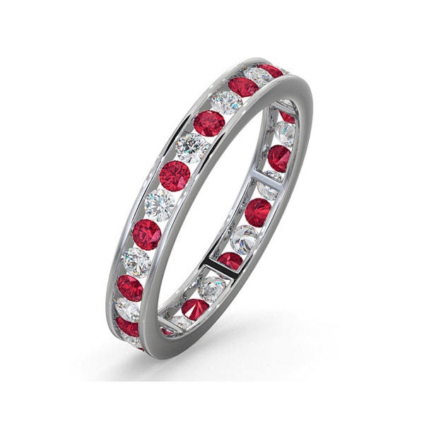 ETERNITY RING RAE DIAMONDS H/SI AND RUBY 1.30CT - 18K WHITE GOLD - Image 1