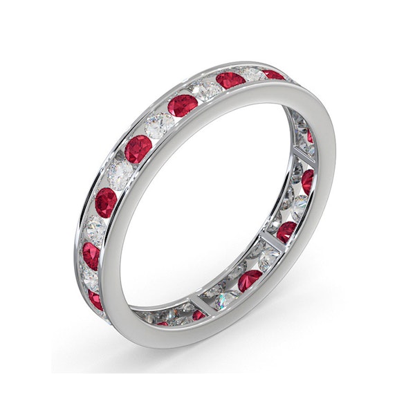 ETERNITY RING RAE DIAMONDS H/SI AND RUBY 1.30CT - 18K WHITE GOLD - Image 2